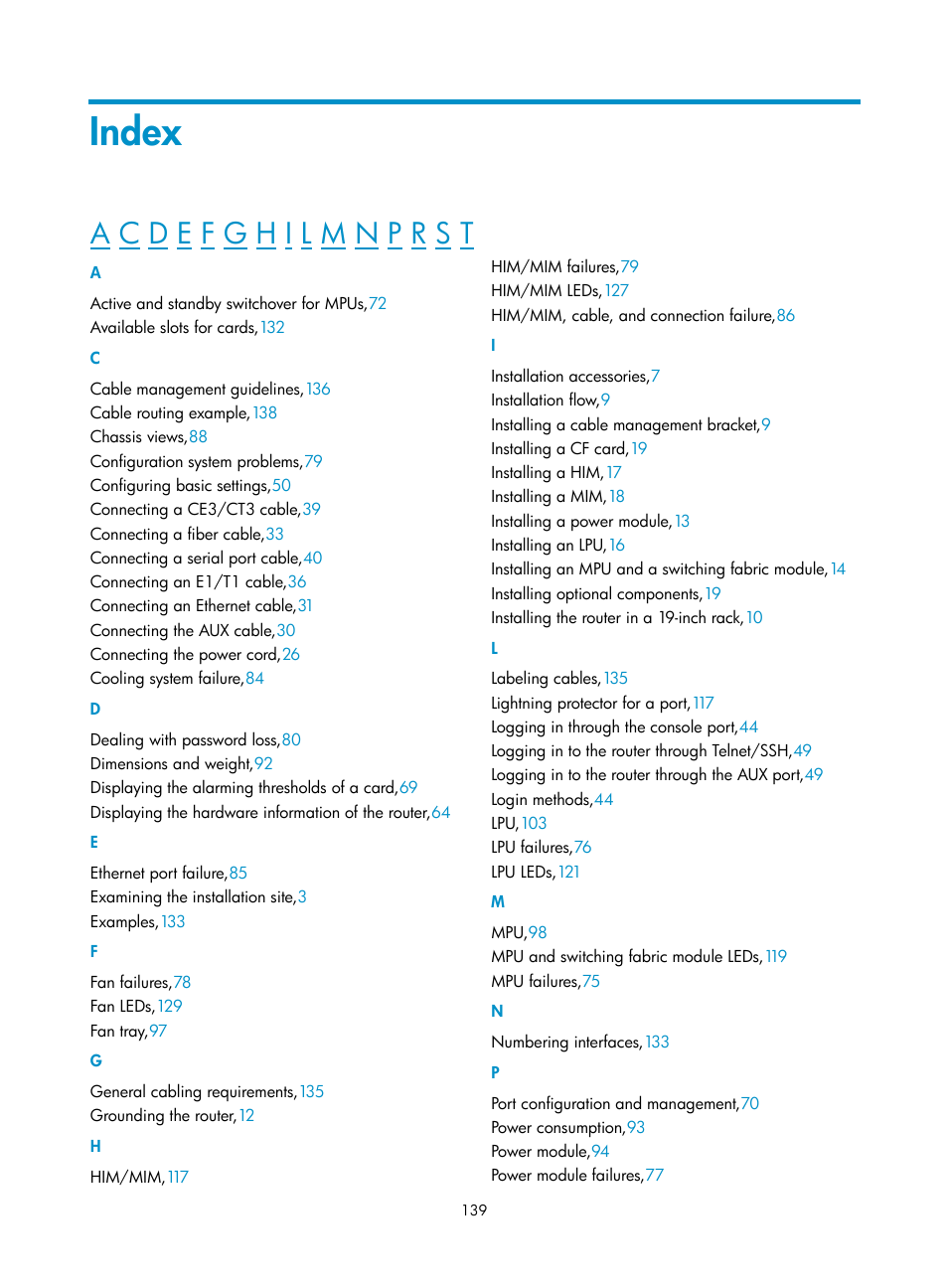 Index | H3C Technologies H3C SR6600-X User Manual | Page 149 / 150