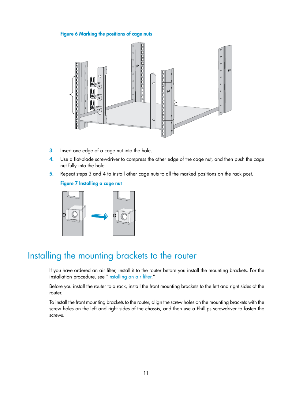 Installing the mounting brackets to the router | H3C Technologies H3C SR6600-X User Manual | Page 21 / 150