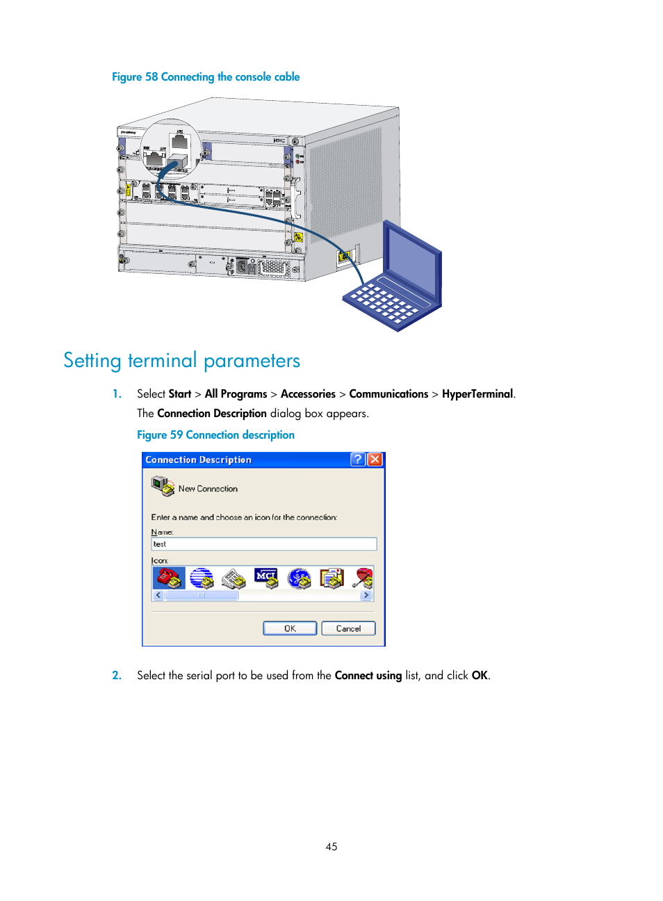 Setting terminal parameters | H3C Technologies H3C SR6600-X User Manual | Page 55 / 150