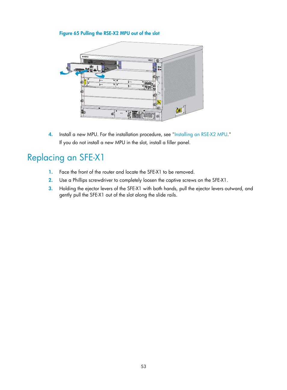 Replacing an sfe-x1 | H3C Technologies H3C SR6600-X User Manual | Page 63 / 150