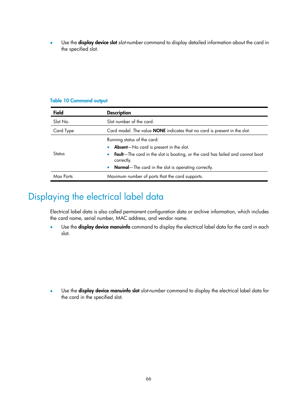 Displaying the electrical label data | H3C Technologies H3C SR6600-X User Manual | Page 76 / 150