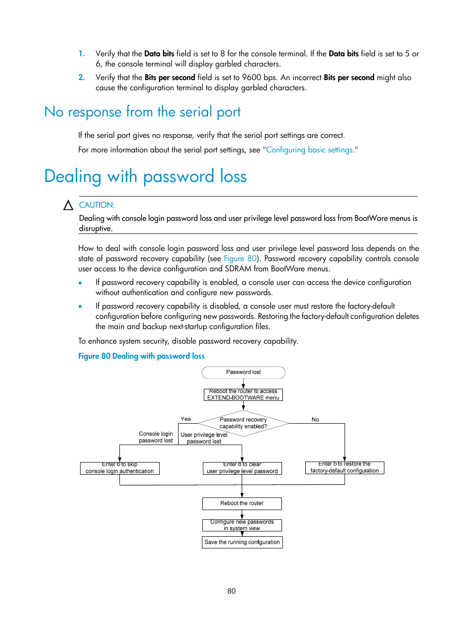 No response from the serial port, Dealing with password loss | H3C Technologies H3C SR6600-X User Manual | Page 90 / 150