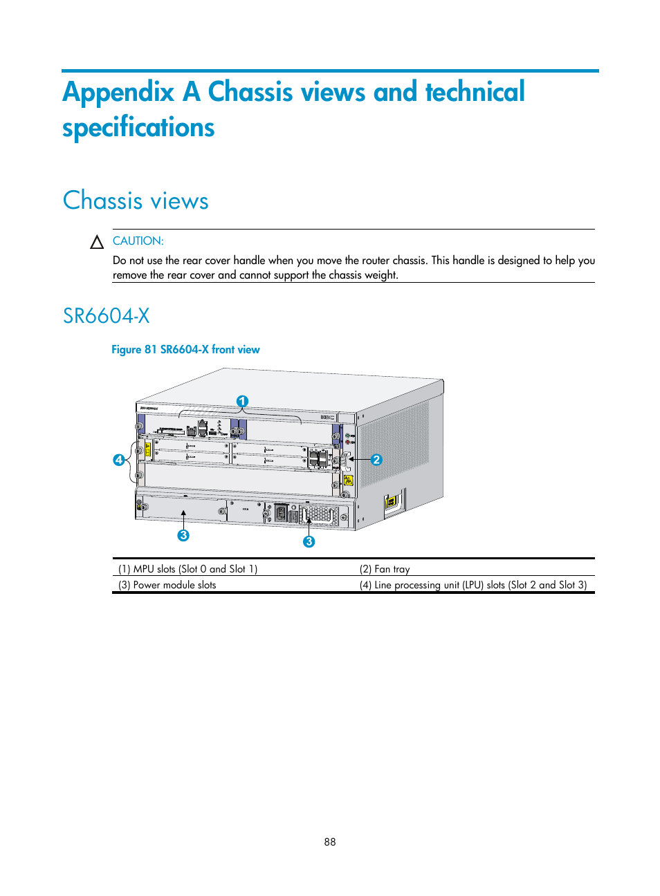 Chassis views, Sr6604-x | H3C Technologies H3C SR6600-X User Manual | Page 98 / 150
