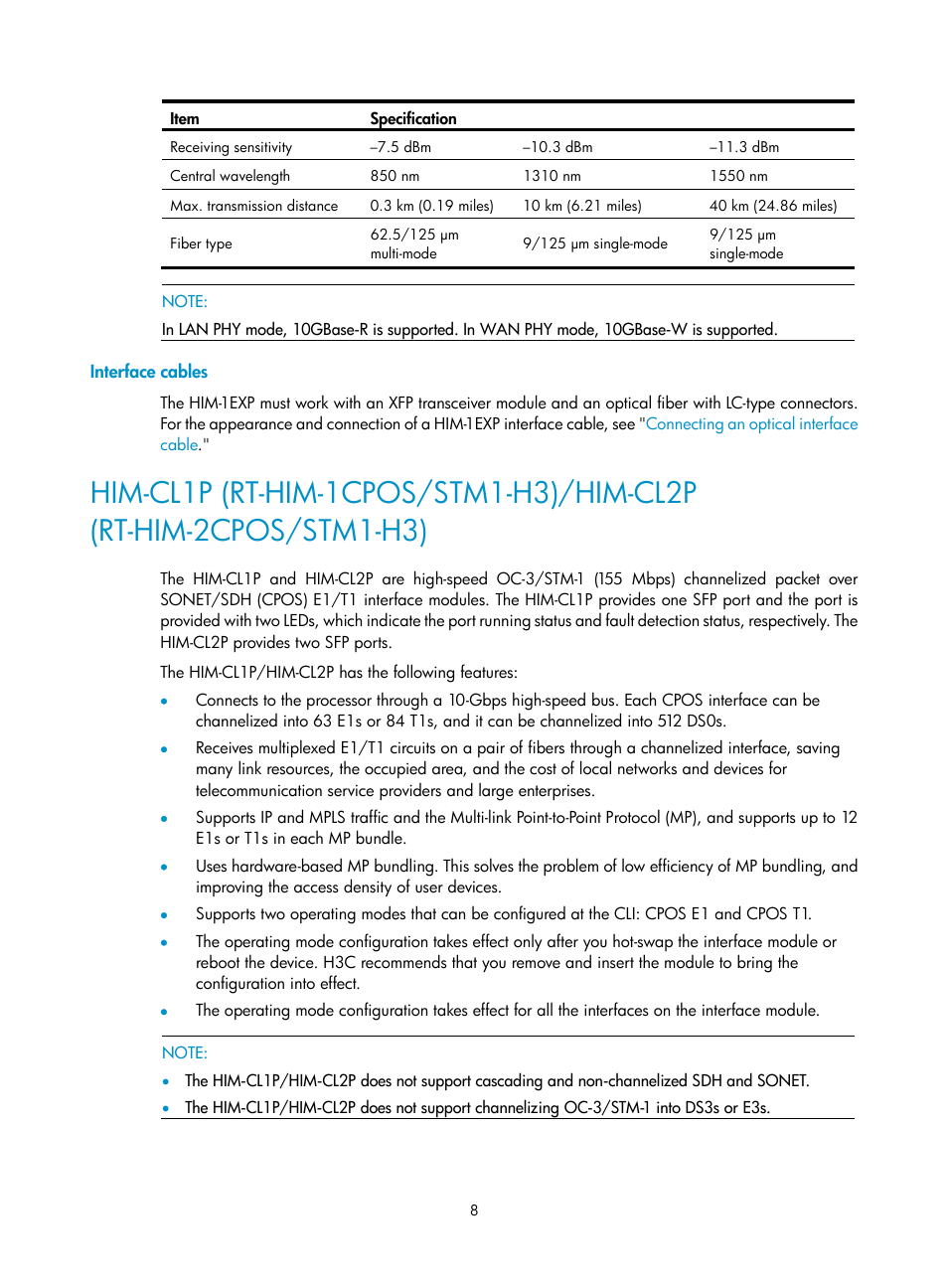 Interface cables | H3C Technologies H3C SR6600-X User Manual | Page 16 / 85