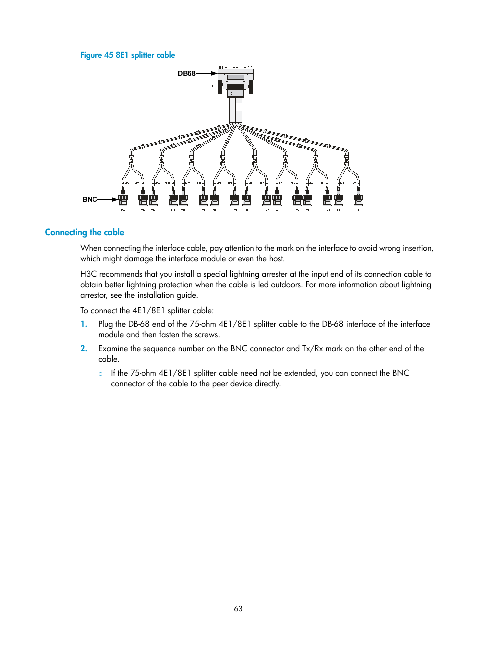 Connecting the cable | H3C Technologies H3C SR6600-X User Manual | Page 71 / 85