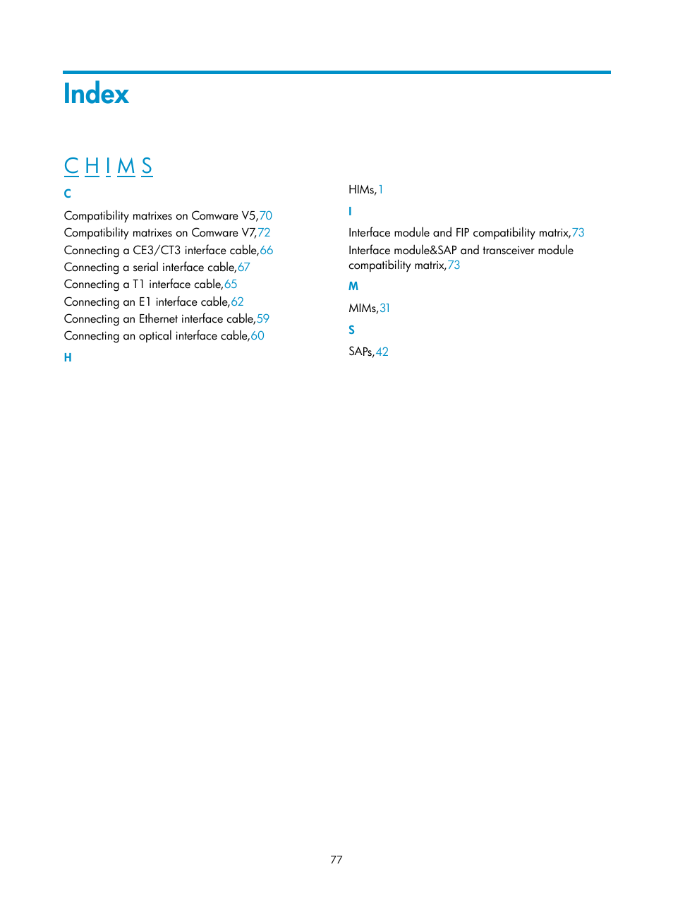 Index | H3C Technologies H3C SR6600-X User Manual | Page 85 / 85