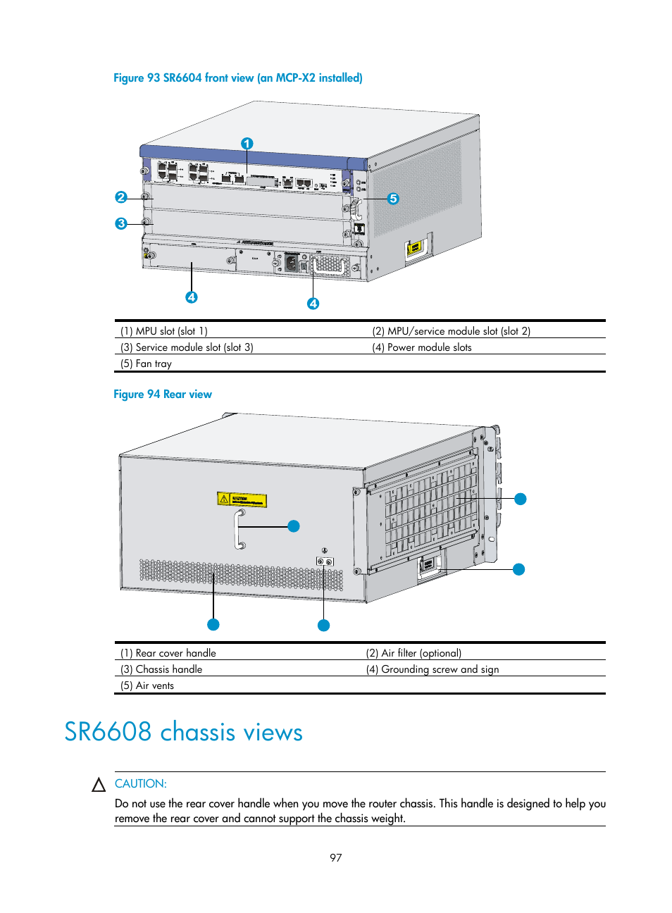 Sr6608 chassis views | H3C Technologies H3C SR6600 User Manual | Page 107 / 161