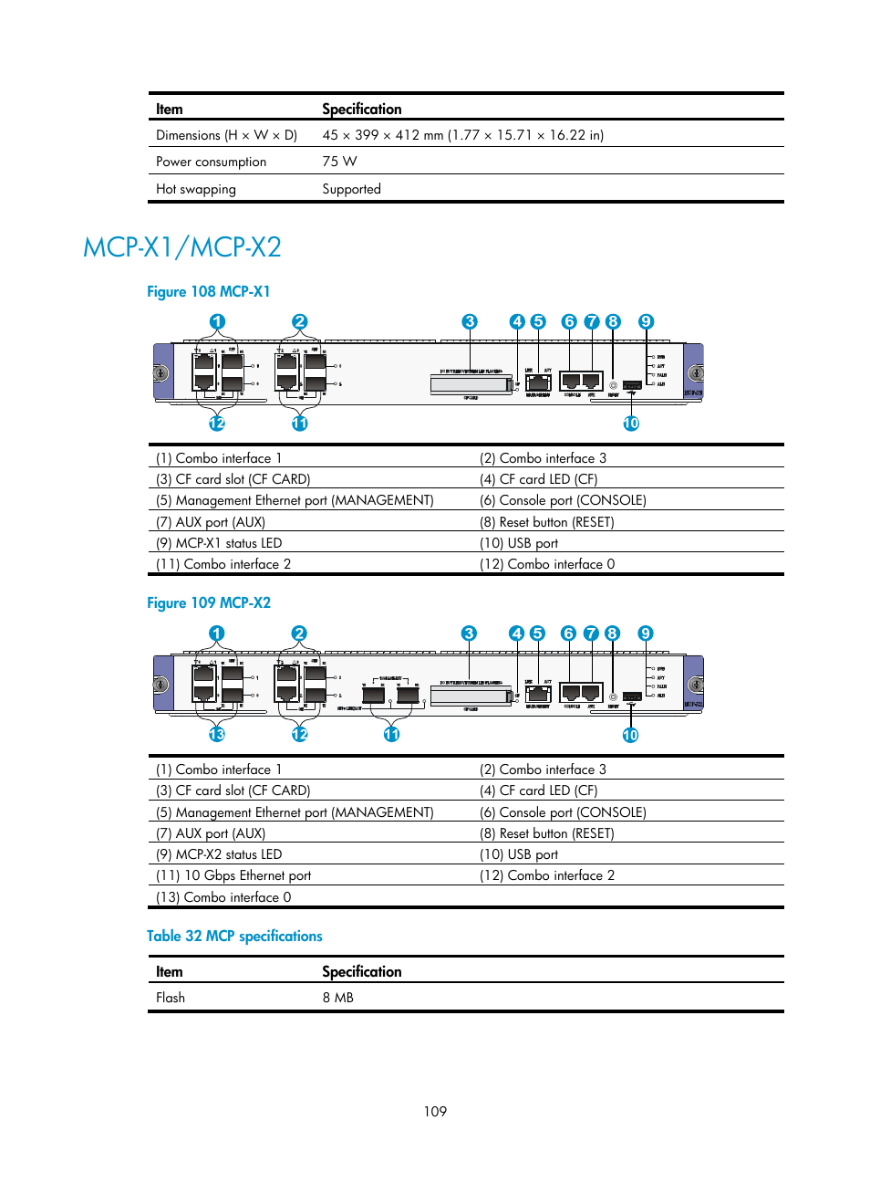 Mcp-x1/mcp-x2 | H3C Technologies H3C SR6600 User Manual | Page 119 / 161