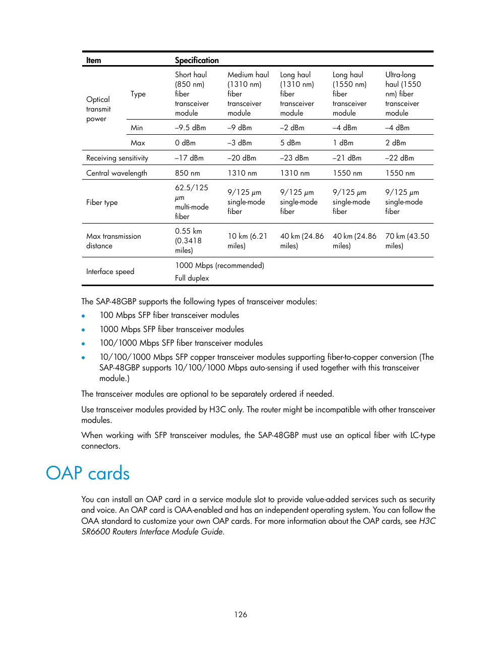 Oap cards | H3C Technologies H3C SR6600 User Manual | Page 136 / 161