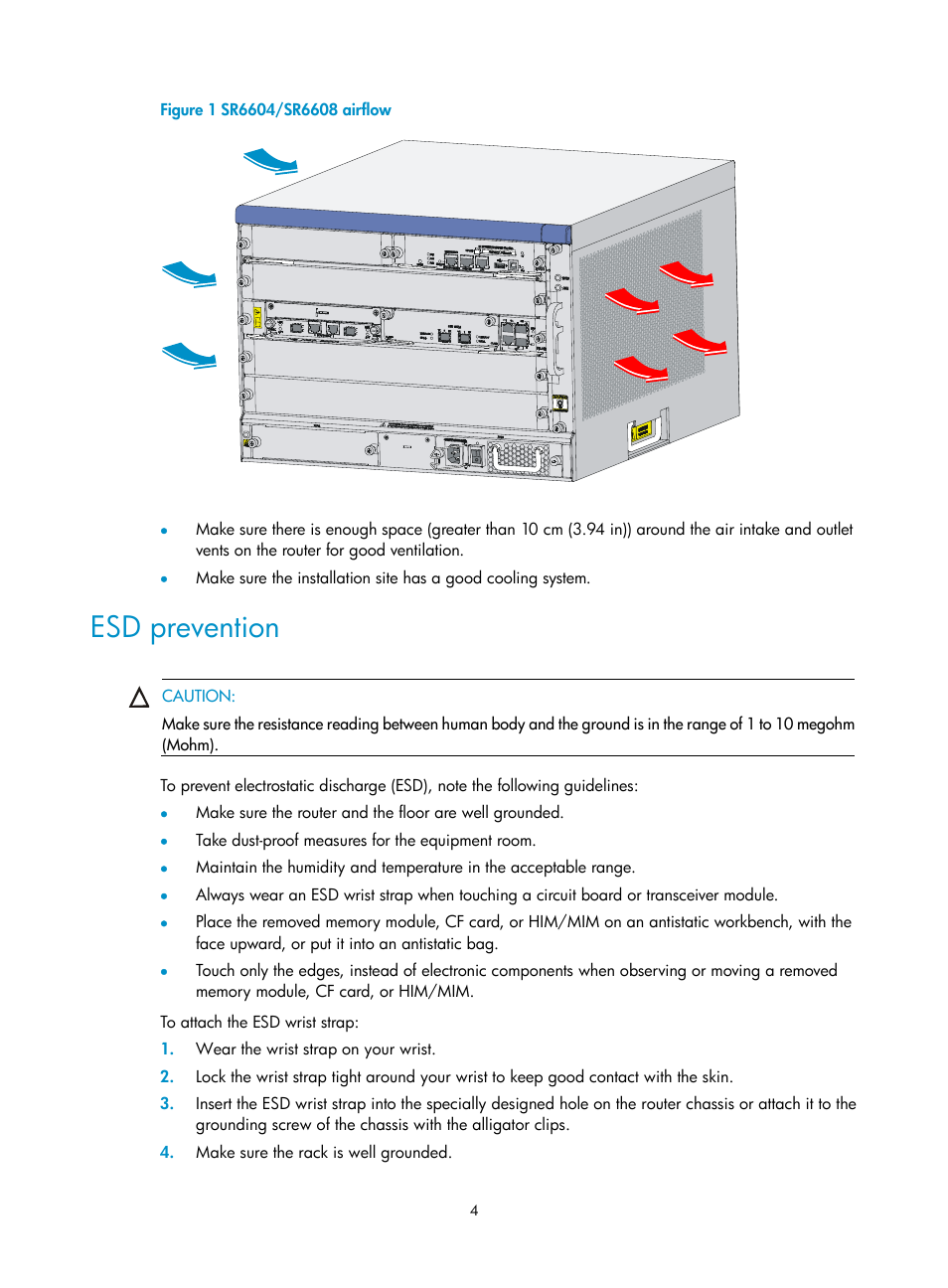 Esd prevention | H3C Technologies H3C SR6600 User Manual | Page 14 / 161