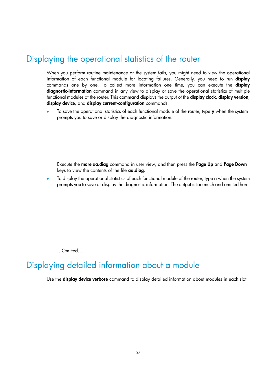 Displaying detailed information about a module | H3C Technologies H3C SR6600 User Manual | Page 67 / 161