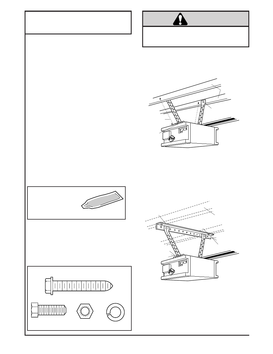 Warning, Installation step 5, Hang the opener | Figure 1 figure 2 | Chamberlain 8200 1/2 HP User Manual | Page 17 / 40