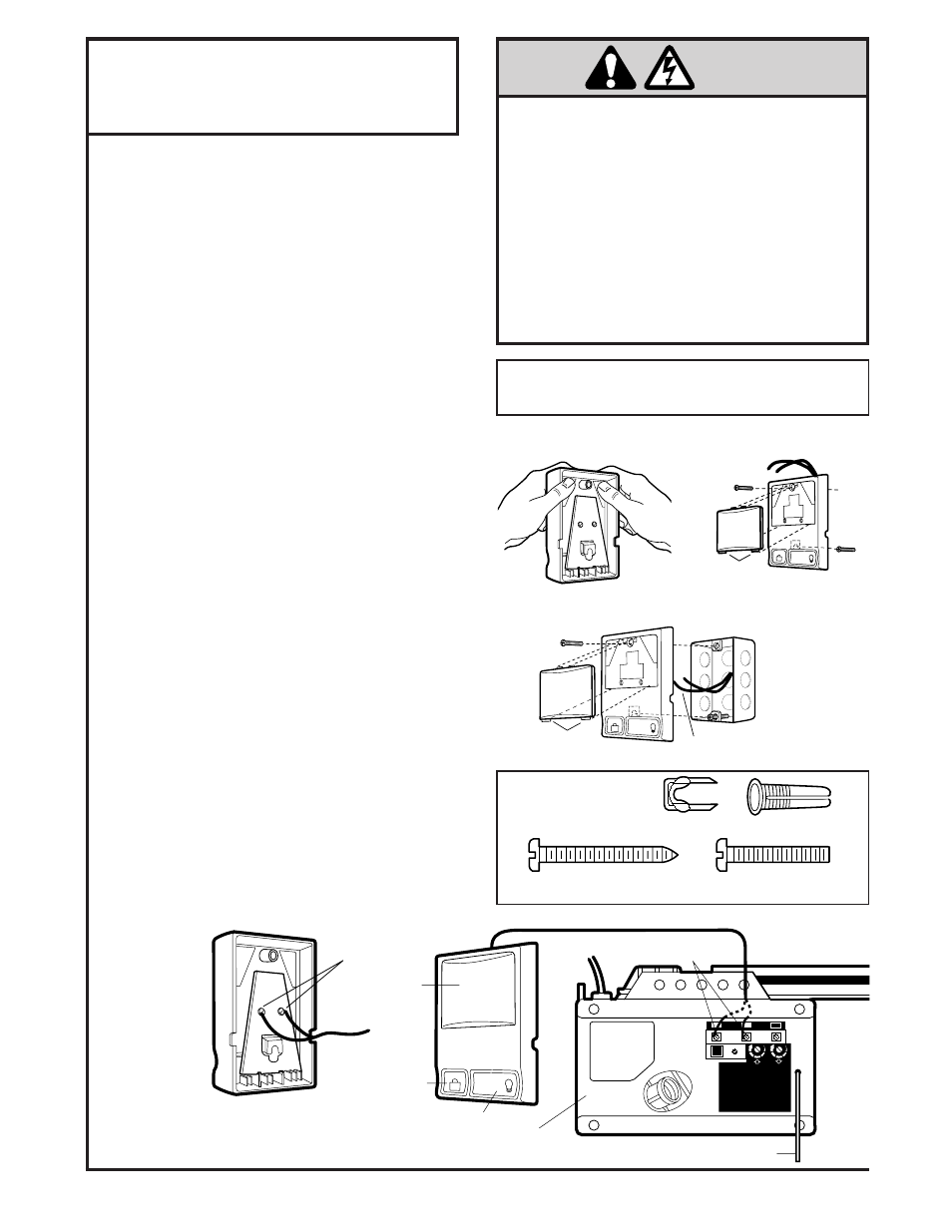 Warning, Installation step 6, Install the multi-function door control panel | Chamberlain 8200 1/2 HP User Manual | Page 18 / 40