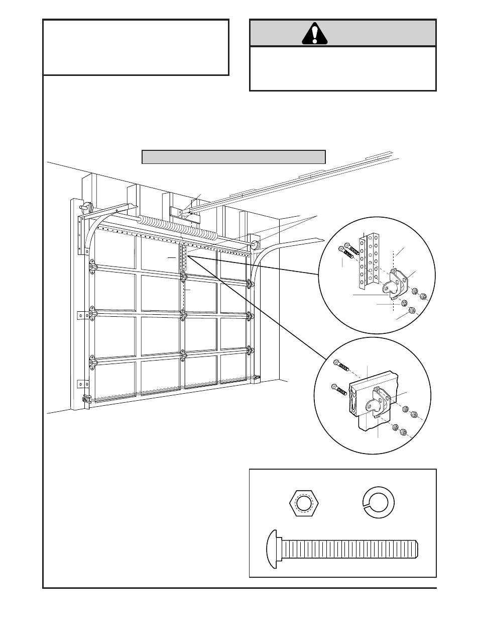 Caution, Installation step 11, Fasten door bracket | Chamberlain 8200 1/2 HP User Manual | Page 24 / 40