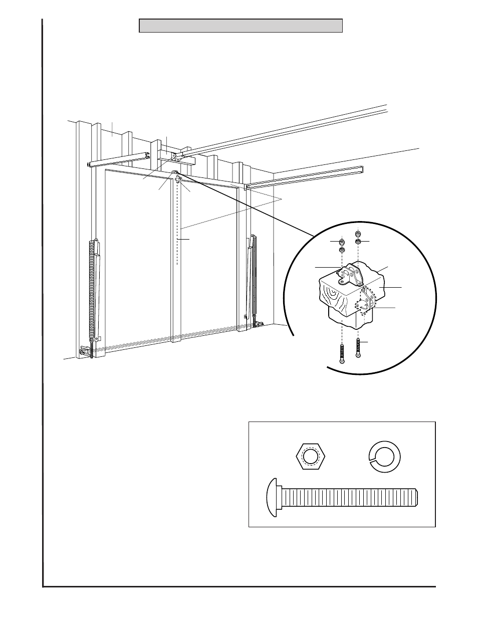 All one-piece door installation procedure, Hardware shown actual size | Chamberlain 8200 1/2 HP User Manual | Page 25 / 40