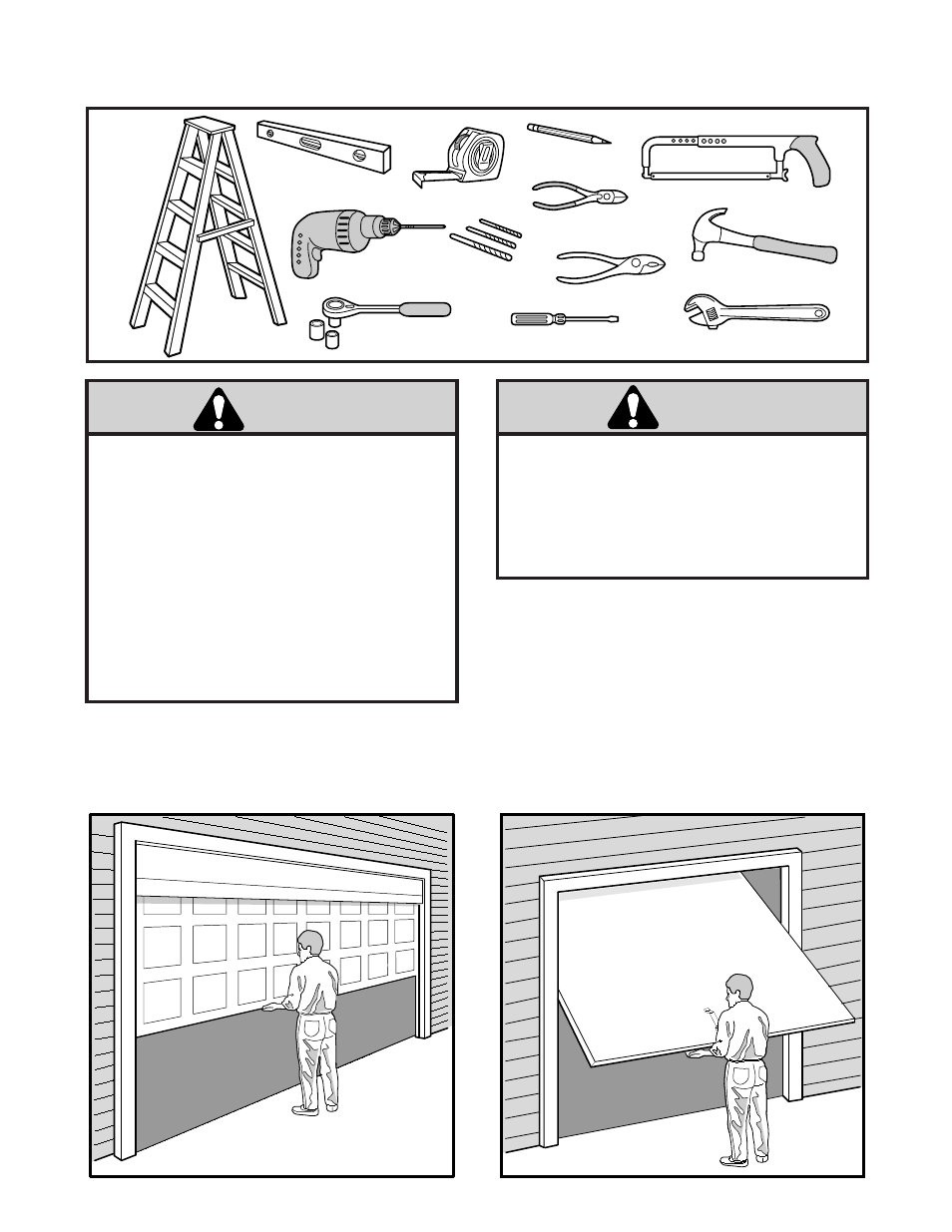 Warning caution, You'll need tools | Chamberlain 8200 1/2 HP User Manual | Page 3 / 40