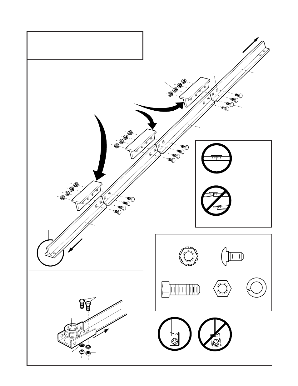 Assembly step 1, Right wrong | Chamberlain 8200 1/2 HP User Manual | Page 8 / 40