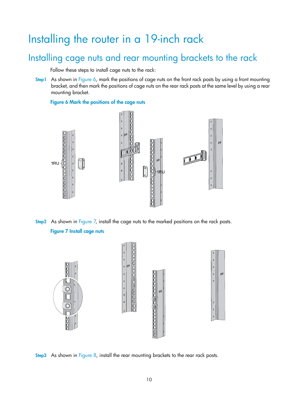 Installing the router in a 19-inch rack | H3C Technologies H3C SR6600 User Manual | Page 18 / 90