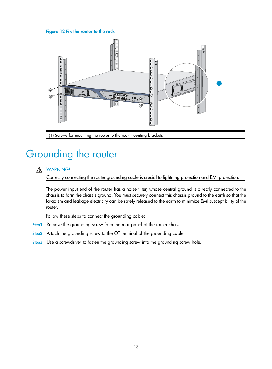 Grounding the router | H3C Technologies H3C SR6600 User Manual | Page 21 / 90