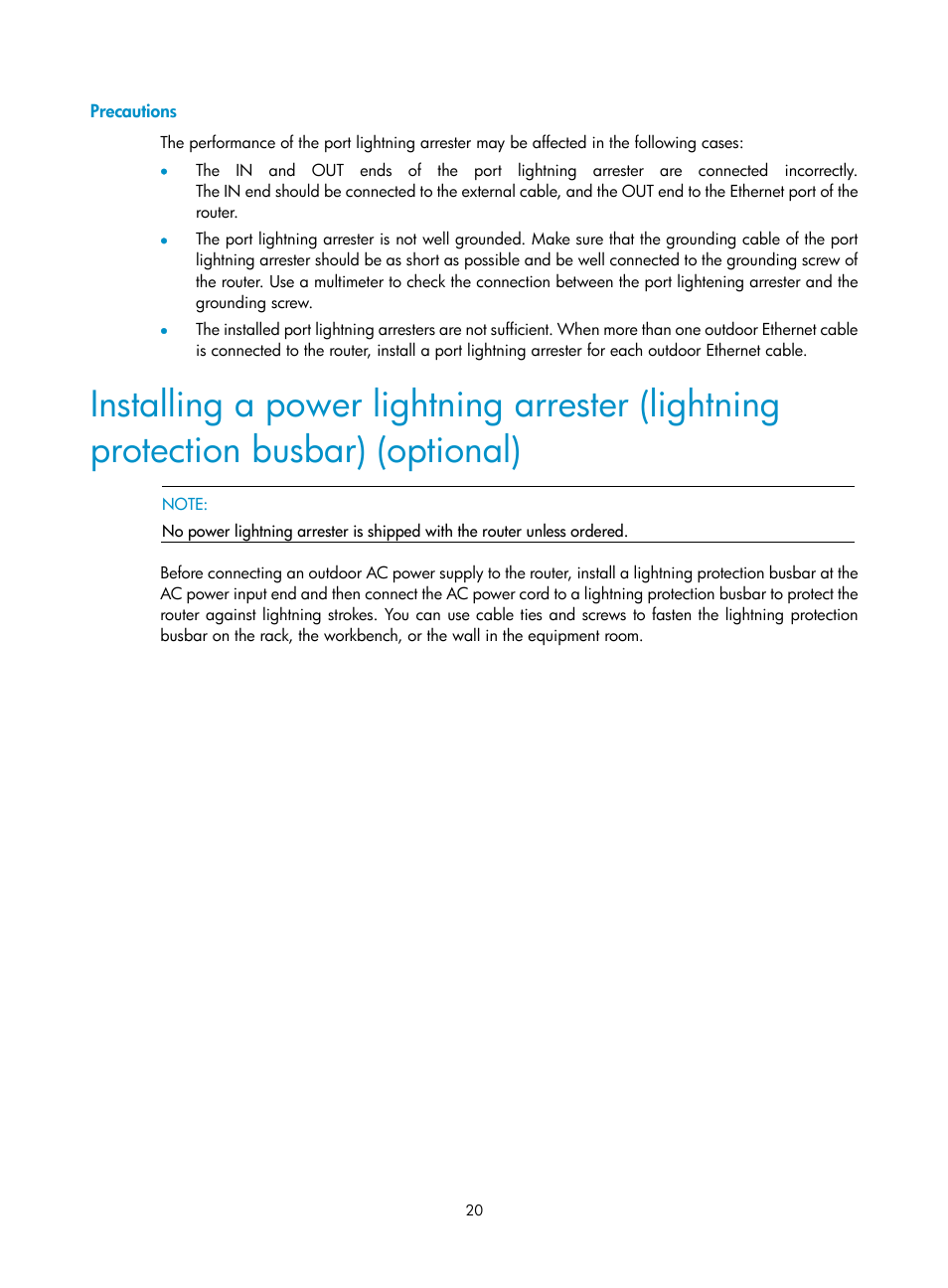 Precautions | H3C Technologies H3C SR6600 User Manual | Page 28 / 90