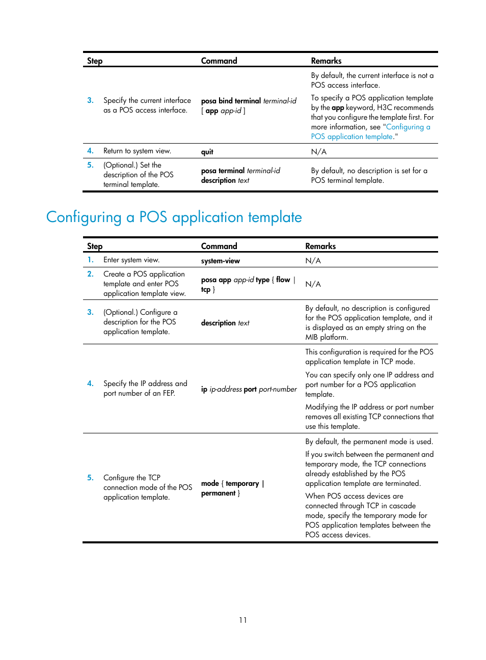 Configuring a pos application template, Required.) | H3C Technologies H3C MSR 5600 User Manual | Page 18 / 29