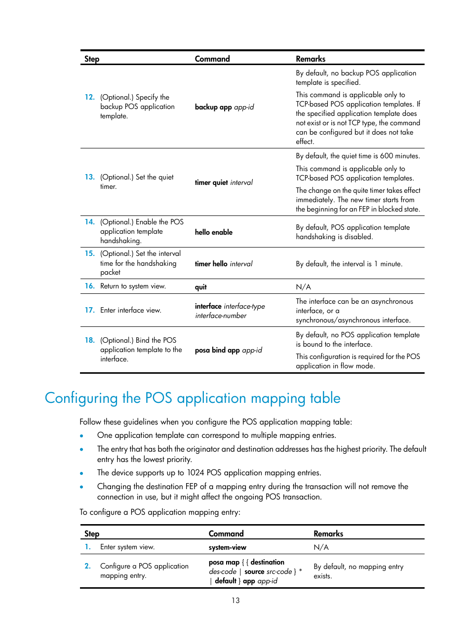 Configuring the pos application mapping table, Required.) | H3C Technologies H3C MSR 5600 User Manual | Page 20 / 29