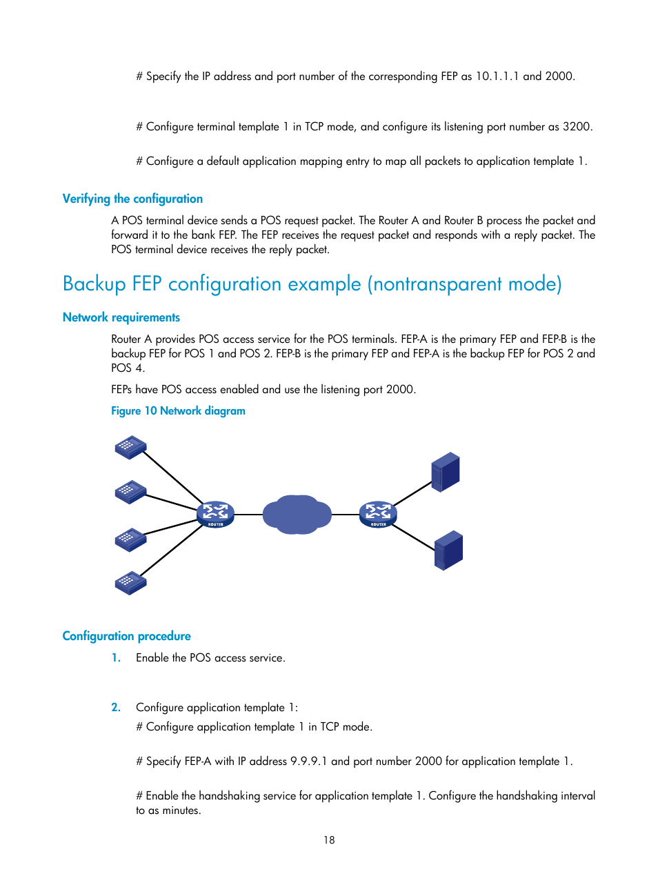 Verifying the configuration, Network requirements, Configuration procedure | H3C Technologies H3C MSR 5600 User Manual | Page 25 / 29