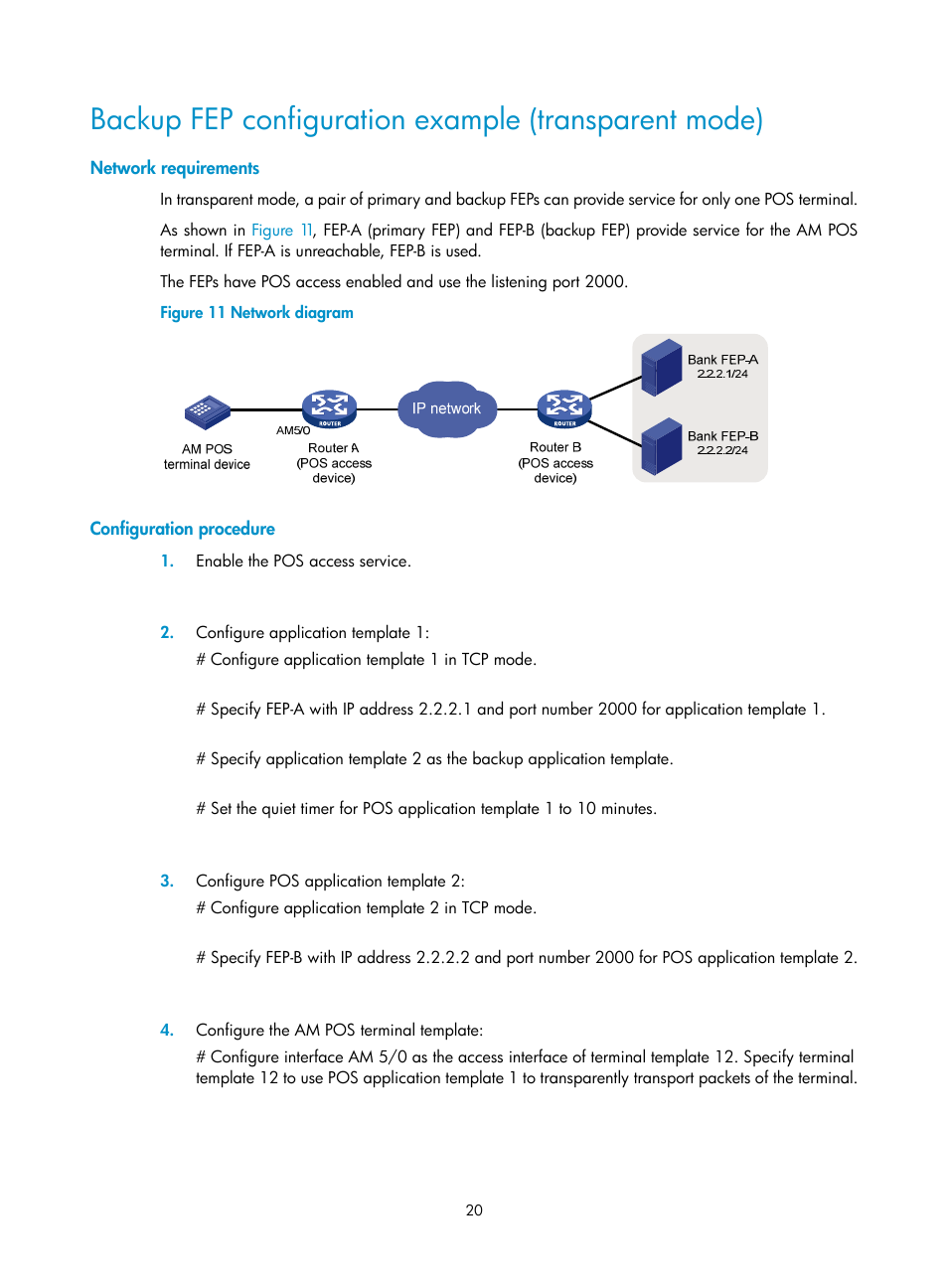 Network requirements, Configuration procedure | H3C Technologies H3C MSR 5600 User Manual | Page 27 / 29