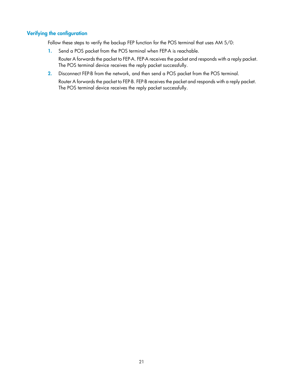 Verifying the configuration | H3C Technologies H3C MSR 5600 User Manual | Page 28 / 29