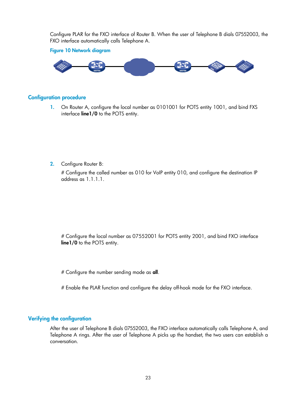 Configuration procedure, Verifying the configuration | H3C Technologies H3C MSR 5600 User Manual | Page 33 / 123