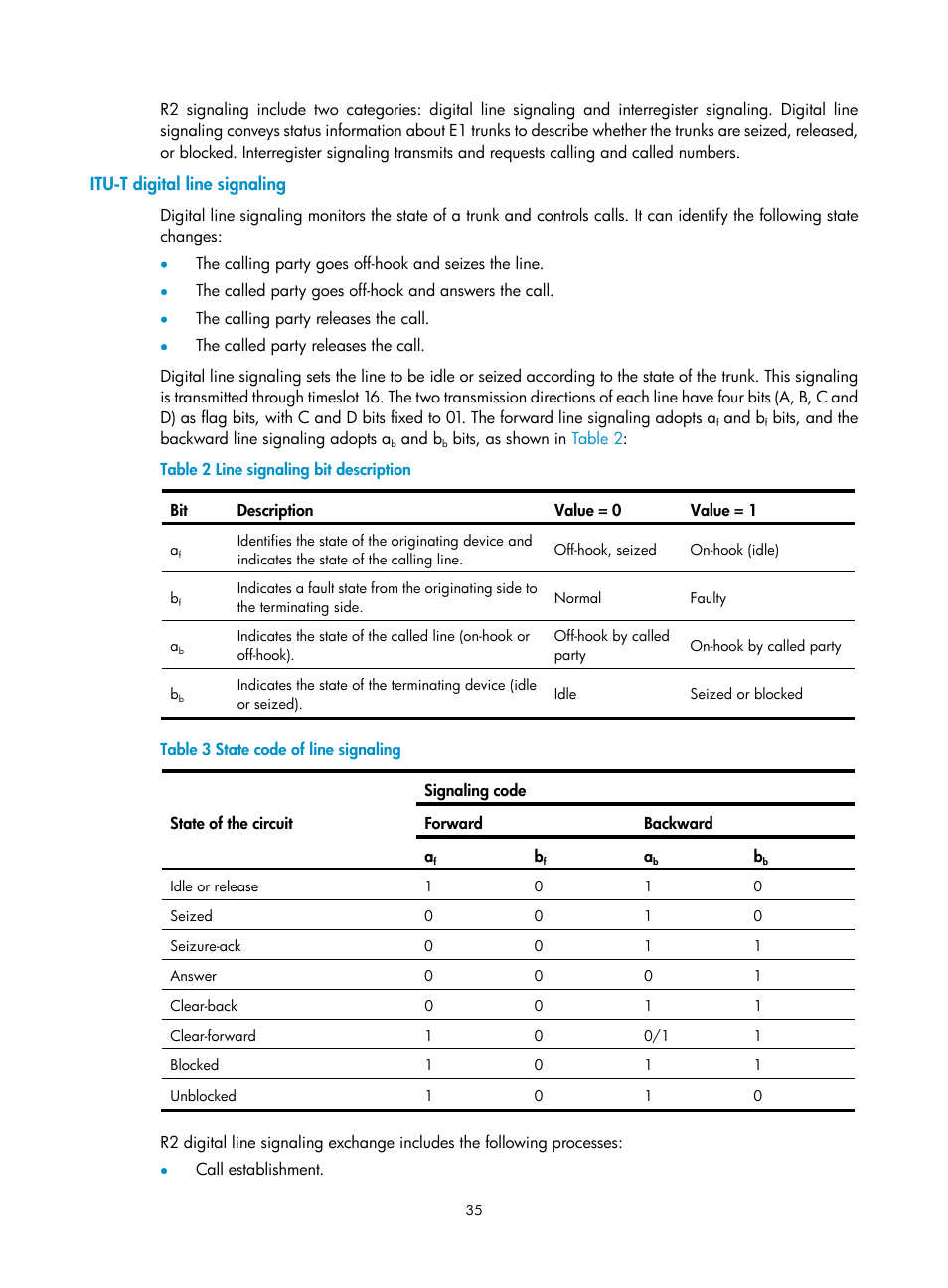 Itu-t digital line signaling | H3C Technologies H3C MSR 5600 User Manual | Page 45 / 123