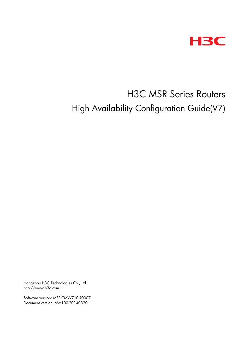 H3C Technologies H3C MSR 5600 User Manual | 99 pages