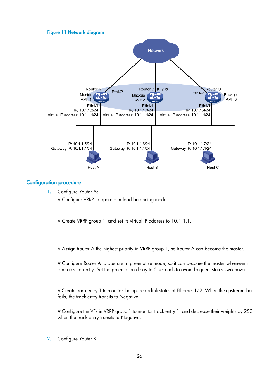 Configuration procedure | H3C Technologies H3C MSR 5600 User Manual | Page 34 / 99