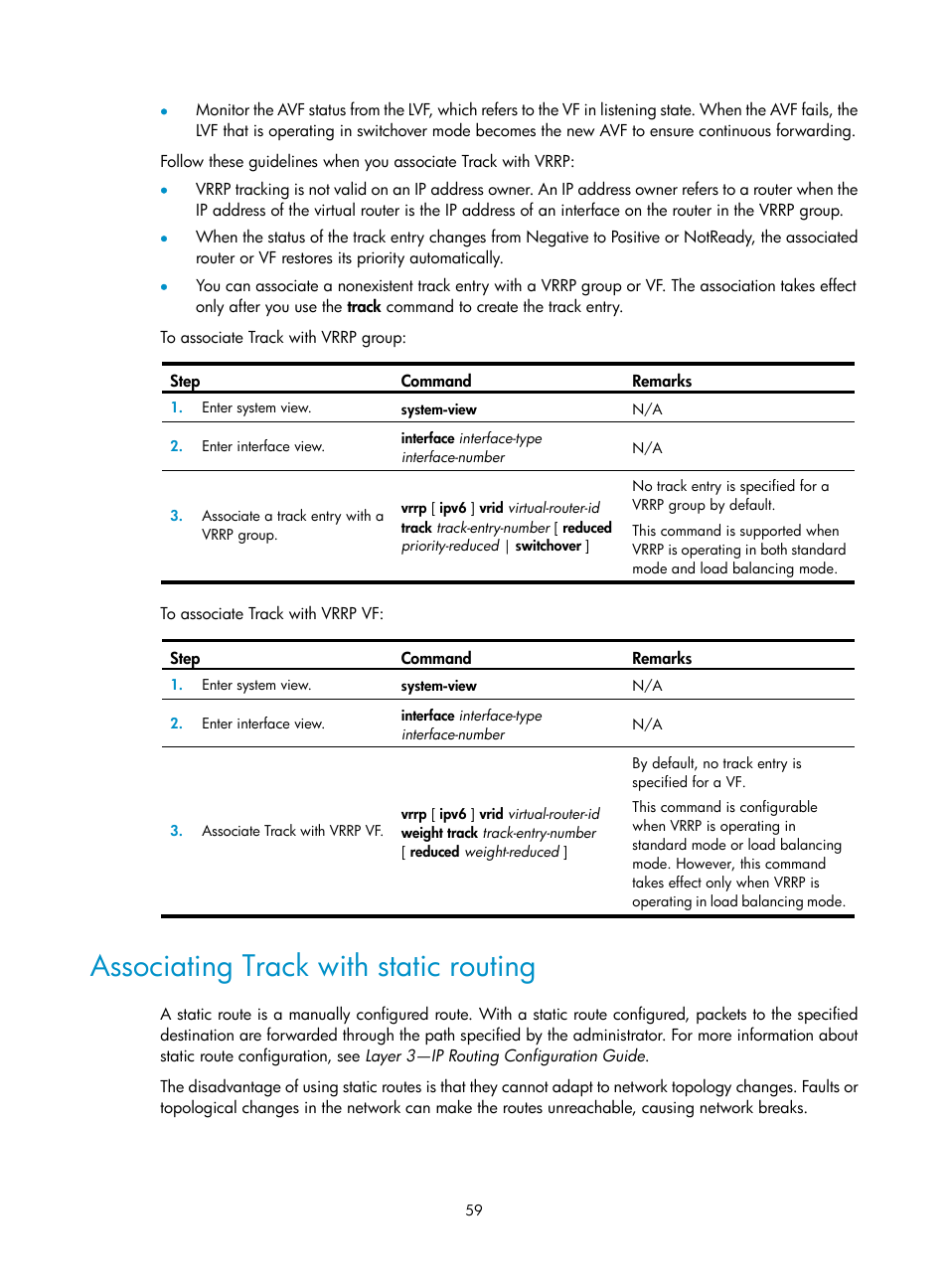 Associating track with static routing | H3C Technologies H3C MSR 5600 User Manual | Page 67 / 99