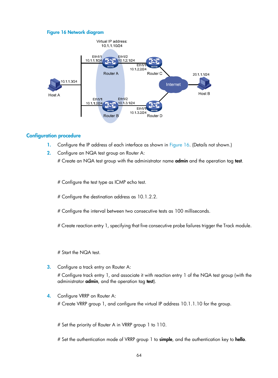 Configuration procedure | H3C Technologies H3C MSR 5600 User Manual | Page 72 / 99