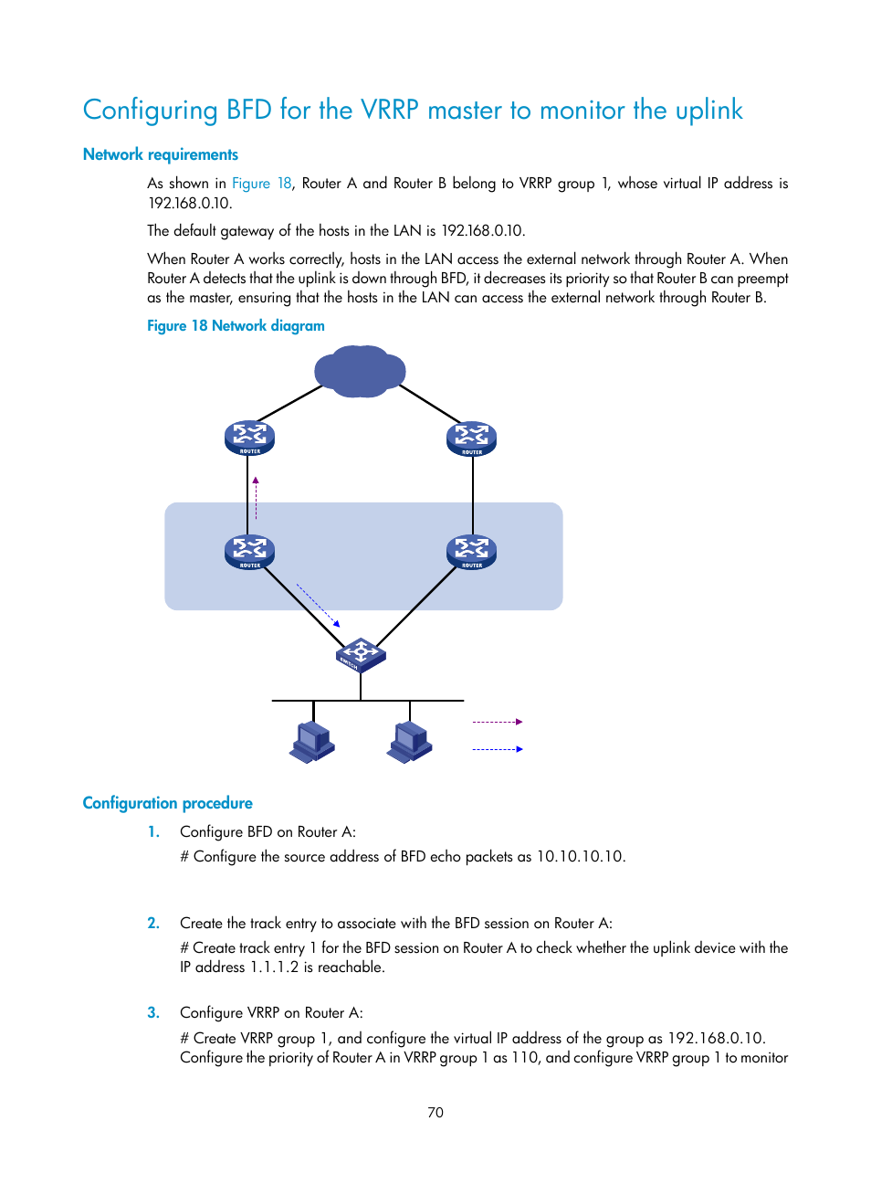 Network requirements, Configuration procedure | H3C Technologies H3C MSR 5600 User Manual | Page 78 / 99