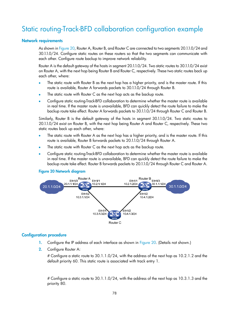 Network requirements, Configuration procedure | H3C Technologies H3C MSR 5600 User Manual | Page 86 / 99