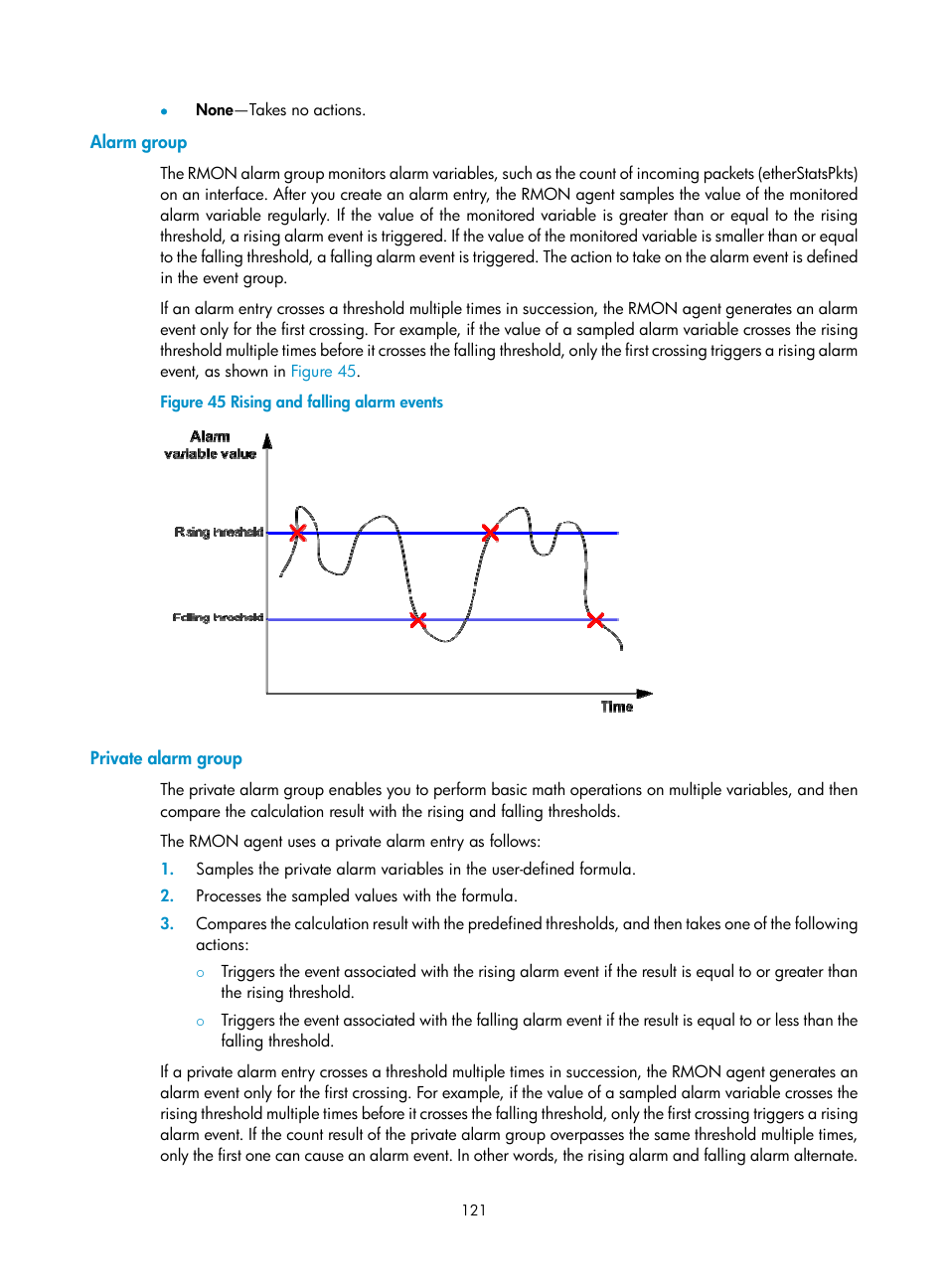 Alarm group, Private alarm group | H3C Technologies H3C MSR 5600 User Manual | Page 134 / 247