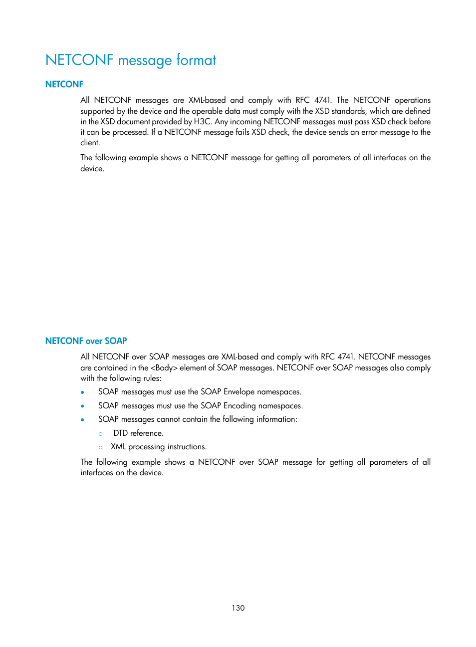 Netconf message format, Netconf, Netconf over soap | H3C Technologies H3C MSR 5600 User Manual | Page 143 / 247