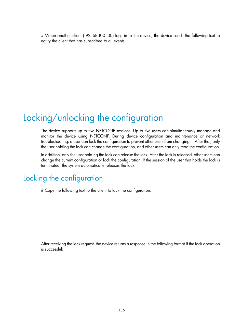 Locking/unlocking the configuration, Locking the configuration | H3C Technologies H3C MSR 5600 User Manual | Page 149 / 247