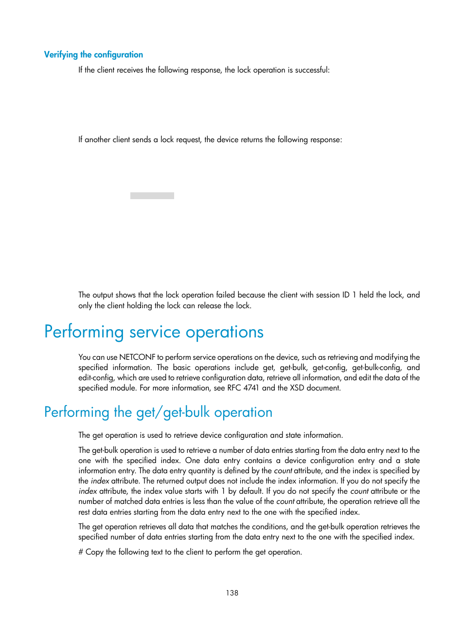 Verifying the configuration, Performing service operations, Performing the get/get-bulk operation | H3C Technologies H3C MSR 5600 User Manual | Page 151 / 247