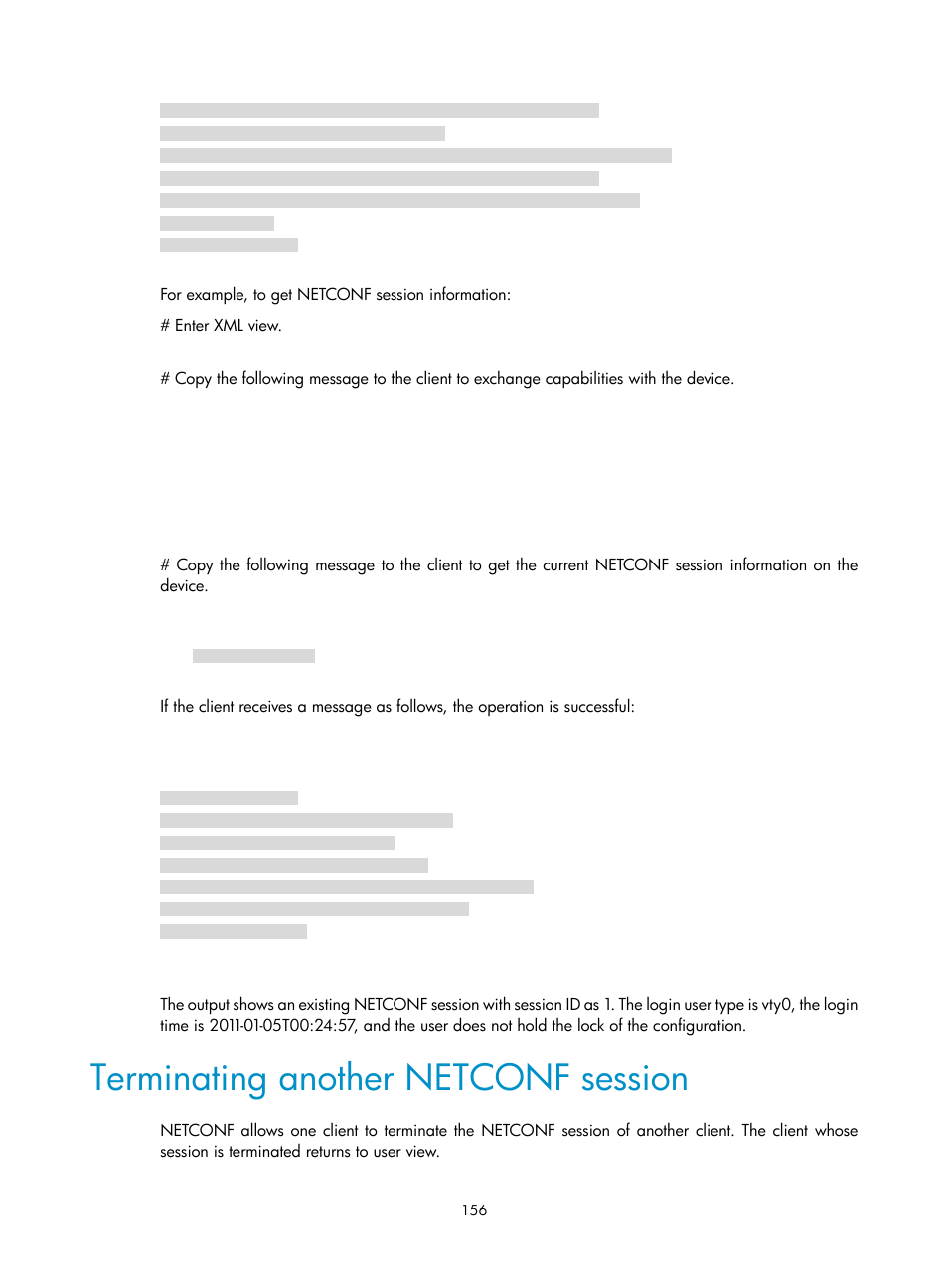 Terminating another netconf session | H3C Technologies H3C MSR 5600 User Manual | Page 169 / 247