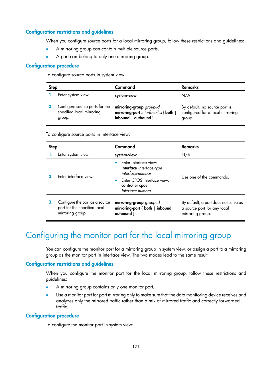 Configuration restrictions and guidelines, Configuration procedure, Required.) | H3C Technologies H3C MSR 5600 User Manual | Page 184 / 247