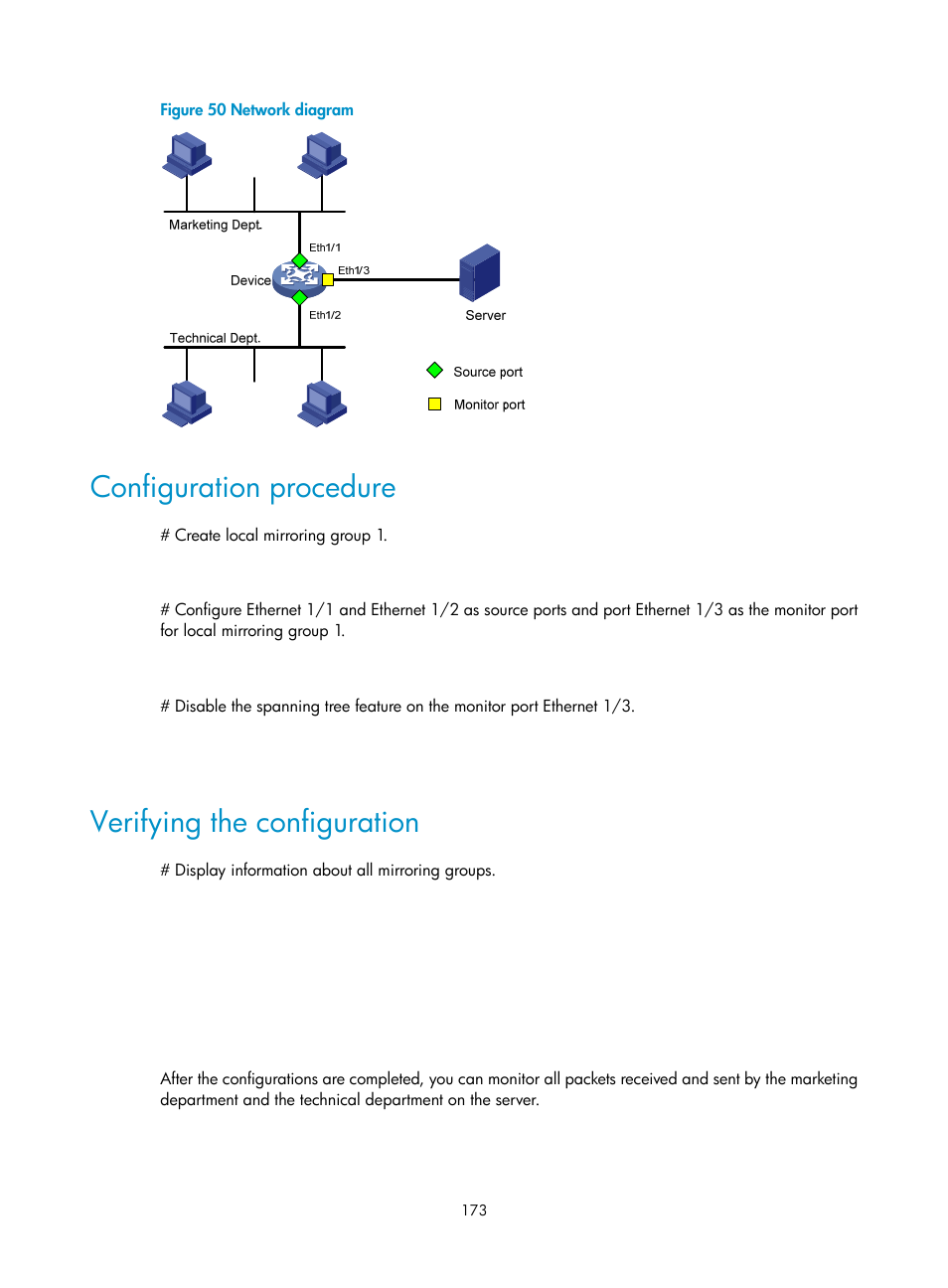 Configuration procedure, Verifying the configuration | H3C Technologies H3C MSR 5600 User Manual | Page 186 / 247