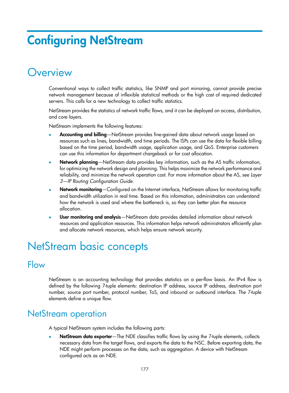 Configuring netstream, Overview, Netstream basic concepts | Flow, Netstream operation | H3C Technologies H3C MSR 5600 User Manual | Page 190 / 247