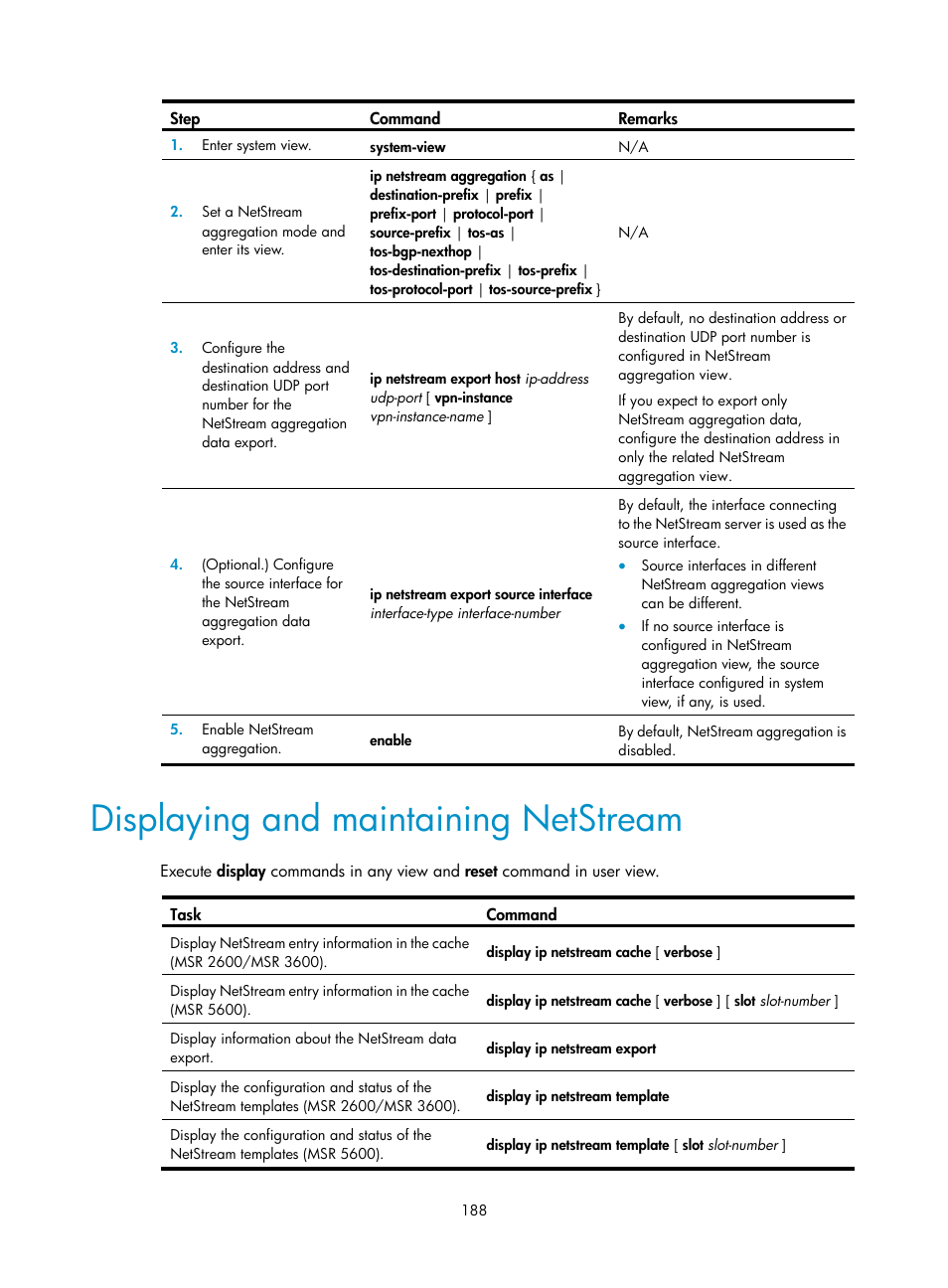 Displaying and maintaining netstream | H3C Technologies H3C MSR 5600 User Manual | Page 201 / 247