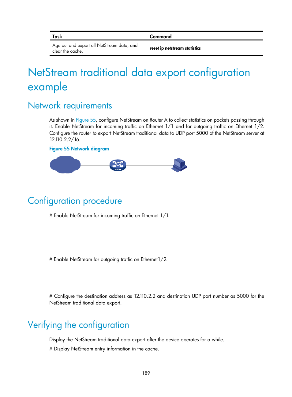 Network requirements, Configuration procedure, Verifying the configuration | H3C Technologies H3C MSR 5600 User Manual | Page 202 / 247