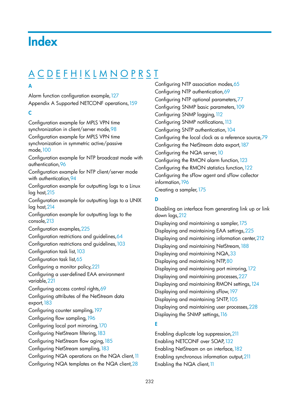 Index | H3C Technologies H3C MSR 5600 User Manual | Page 245 / 247