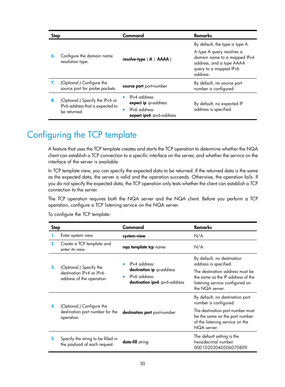 Configuring the tcp template | H3C Technologies H3C MSR 5600 User Manual | Page 43 / 247