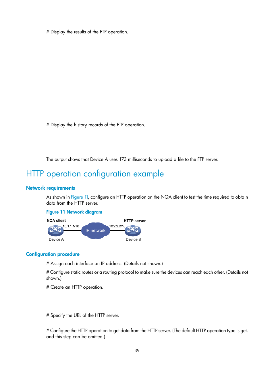 Http operation configuration example, Network requirements, Configuration procedure | H3C Technologies H3C MSR 5600 User Manual | Page 52 / 247